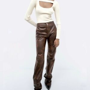 Zara faux leather high waisted pants with pockets